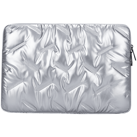 Laptop Sleeve Case, Sleeve Compatible for MacBook and Tablets, Silver Quilted Laptop Bag Cover with Soft Lining Protection for Travel Office and Daily Business Storage