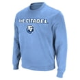 thumbnail image 2 of Men's Colosseum Light Blue Citadel Bulldogs Arch & Logo Pullover Sweatshirt, 2 of 3