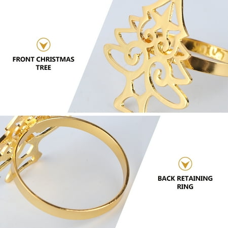 

4Pcs Napkin Buckles Christmas Tree Shape Alloy Napkin Holders for Dinner