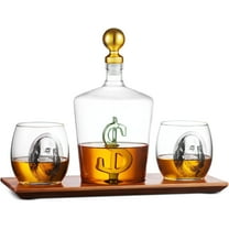 Godinger Whiskey Decanter and Whiskey Glasses Set, Bling Dollar Decanter and Benjamins Whiskey Glasses for Liquor Scotch Bourbon, Money Decanter, Whiskey Gift Set, Gifts for Men Dad
