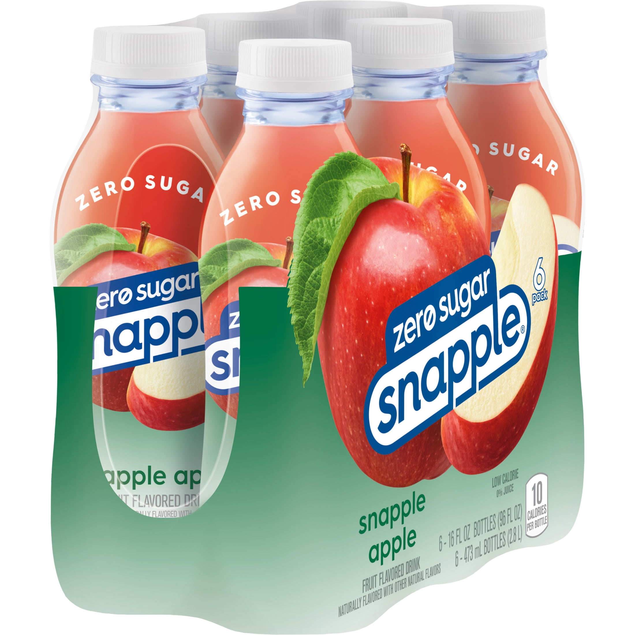 Snapple Zero Sugar Apple Juice Drink, 16 fl oz, 6 Count Bottles