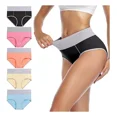 thumbnail image 1 of Calzoncillo Mujer Cintura Alta Braga Cómoda Algodón 5 Piezas, 1 of 5