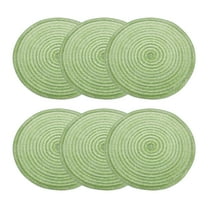 Uxcell 6pcs Round Braided Placemats 12" Non-Slip Round Table Mats for Dining Tables Washable Heat Insulation Woven Placemats, Green