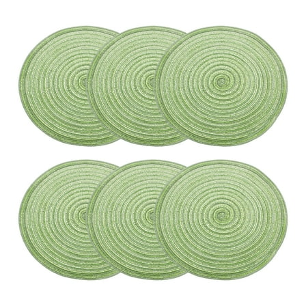 Uxcell 6pcs Round Braided Placemats 12" Non-Slip Round Table Mats for Dining Tables Washable Heat Insulation Woven Placemats, Green