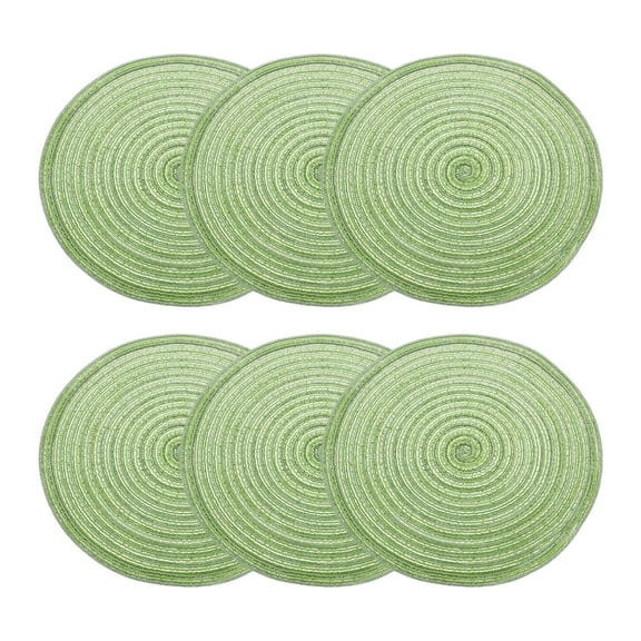Uxcell 6pcs Round Braided Placemats 12" Non-Slip Round Table Mats for Dining Tables Washable Heat Insulation Woven Placemats, Green