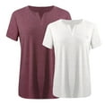 thumbnail image 3 of 2 Pcs Shirts for Women Plus Size Tee Vneck Short Sleeve Blouse Tops Casual Tshirt Summer Clothes, 3 of 3