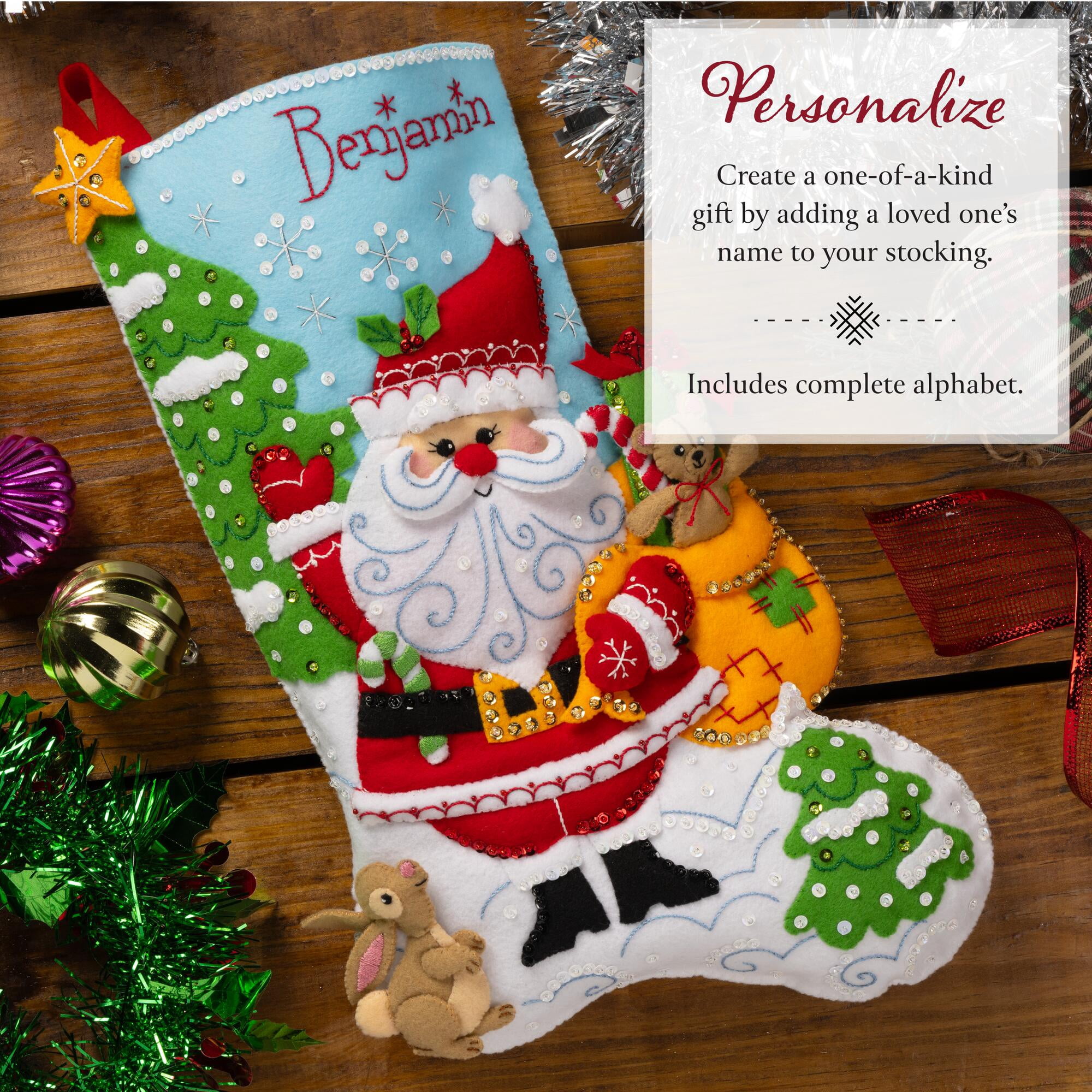 Bucilla Retro Holiday Santa 18 in Multicolor Felt Stocking Kit
