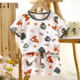 thumbnail image 2 of BOOMNY Toddler Boys Loungewear Outfits Cartoon Graphic Short Sleeve Tshirts Shorts 2 Peice Sleepwear Set Cozy Lightweight Homewear, 2 of 3