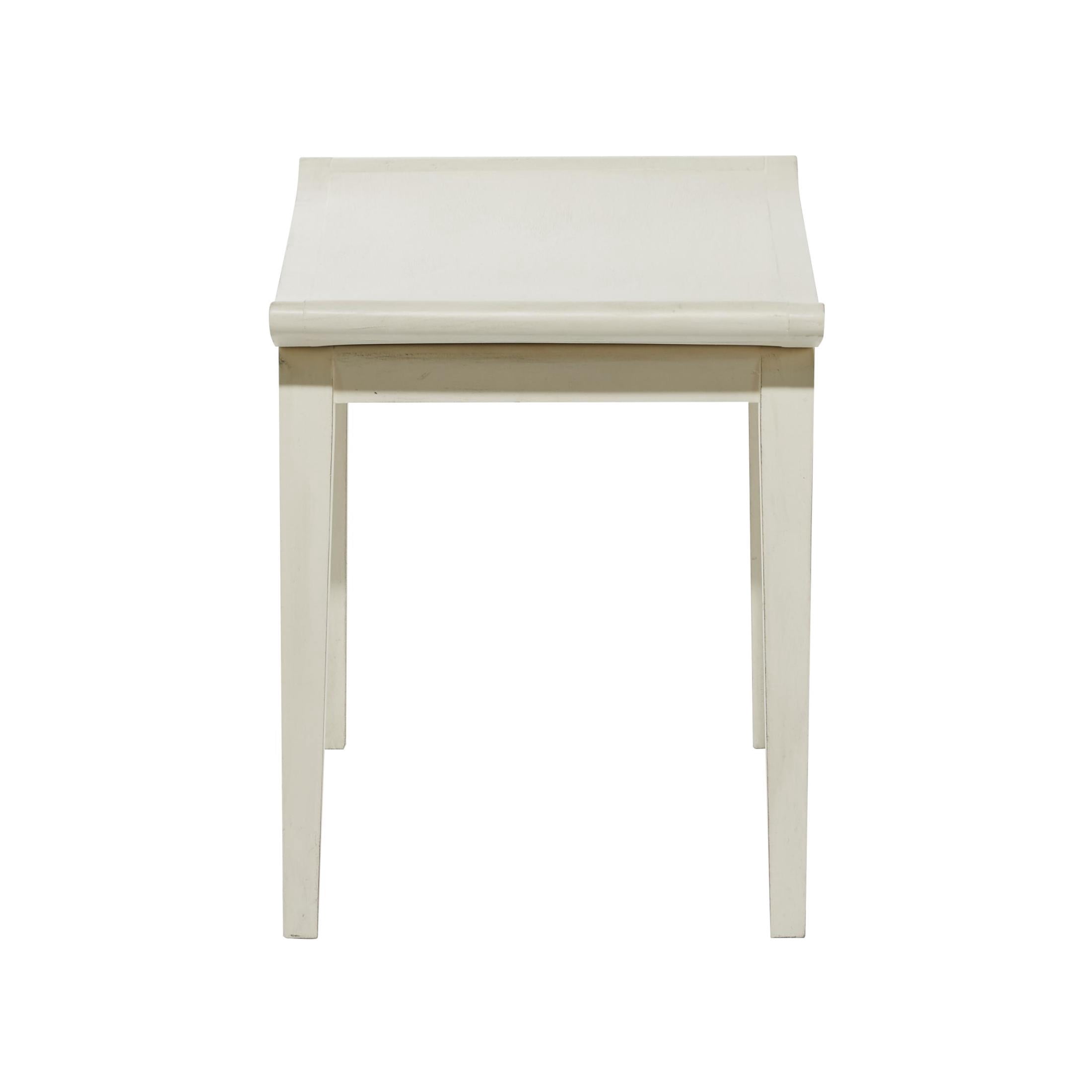 DecMode Wood Curved Stool, White