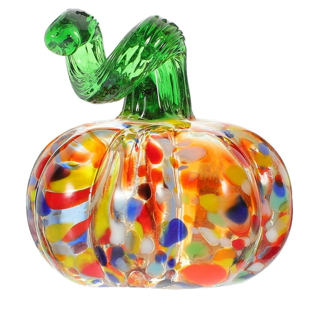 Figura de calabaza de cristal, adorno de calabaza, adorno de calabaza de cristal, figura de calabaza artesanal de escritorio