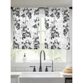 thumbnail image 2 of Black Gray Botanical Sheer Curtains 45 Inch Length 2 Panels Set, Semi Transparent Voile Rod Pocket Curtains for Living Dining Room Bedroom Drapes Vintage Nature Flower, 2 of 6