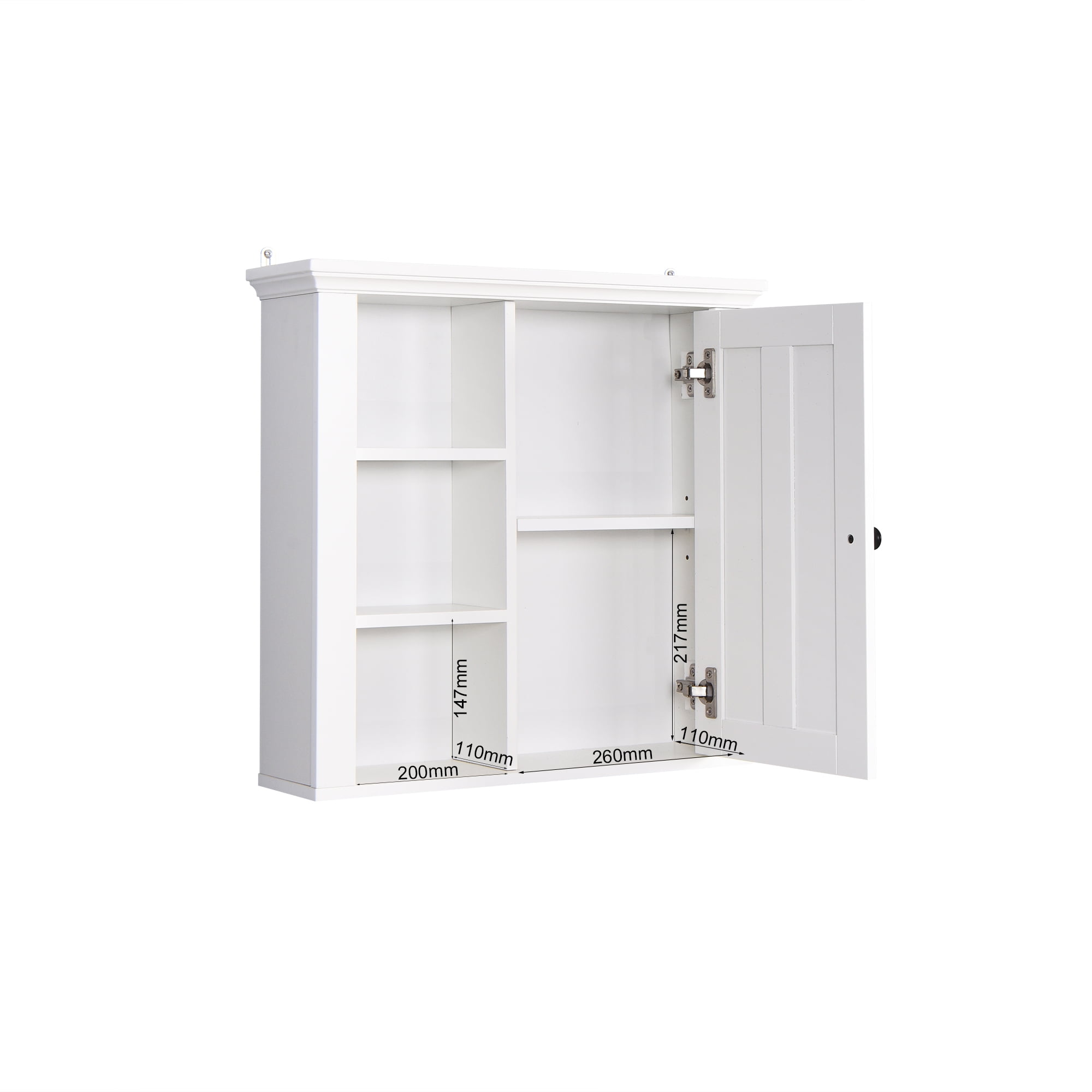 Home Hanging Storage Cupboard, Wall Mounted Bathroom Storage Cabinet with  Slide Barn Door and 4 Storage Compartments, Modern Storage Cabinet for