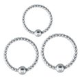 thumbnail image 1 of Nose Piercing Hoops Decorative 3PCS Stainless Steel Circle Lip Rings Nose Rings, 1 of 10
