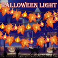 thumbnail image 3 of ZOELNIC Halloween Hanging Ornament, Led Warm Color Halloween Decoration Small Lantern, Creative Sliced Maple Leaf Lantern String, Halloween String Lights Holiday Lights For Outdoor Decor Orange, 10LED, 3 of 9