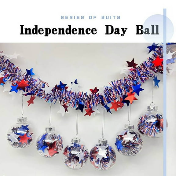 HongHeng 4th of July Tree Decorations, 6Pcs Memorial Day Ornaments for Small Tree, Patriotic Clear Shatterproof Hanging Flag Ornament for Independence Day, American Party