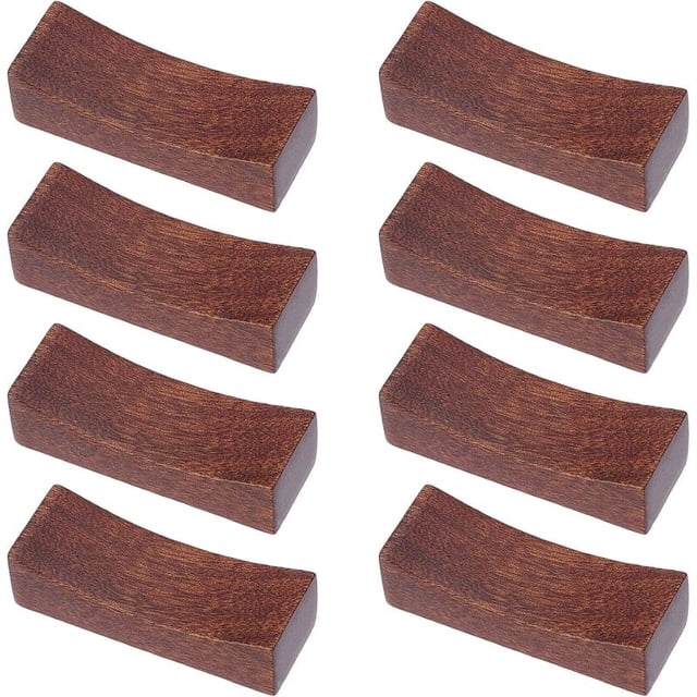 Juego de 8 soportes para palillos de madera (marrón coco), soporte para palillos de madera hechos a mano, soporte para cuchara de cena, forma cóncava