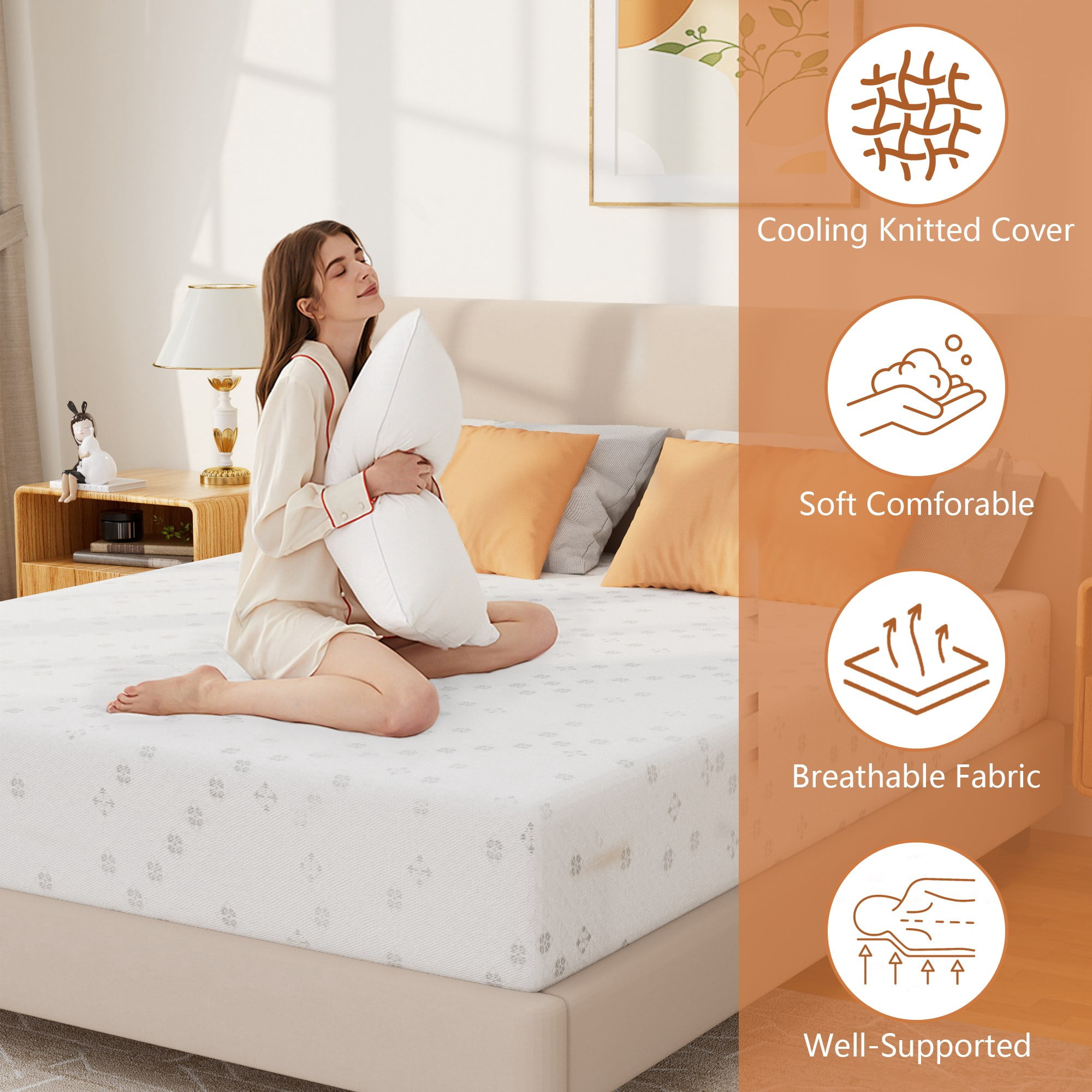 JYYA88BB 8-inch Twin-XL Size Cooling Gel Memory Foam Mattress, Medium Firm, (Box)