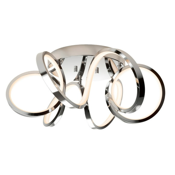 Artika Swirl Ribbon Modern LED Flush Mount Ceiling Light Fixture, Chrome