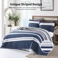 thumbnail image 6 of Bedduvit King Size Quilt Set - 100% Cotton Navy Blue/ White/Gray Striped Simple King Quilt, Modern Lightweight Breathable Summer Bedspread/Bedding Set for All Seasons, 3-Piece (Blue, 98"x106"), 6 of 10