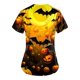 thumbnail image 3 of Camisa de uniforme médico de manga corta con cuello en V y diseño de calabaza de Halloween para mujer, 3 of 3