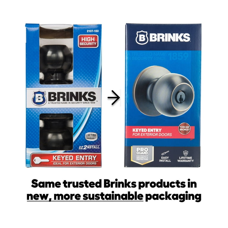 Brinks Keyed Entry Classic Ball Style Doorknob, Tuscan Bronze