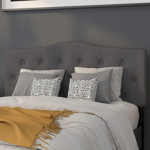 Afuera Living Contemporary Tufted Full Panel Headboard in Dark Gray