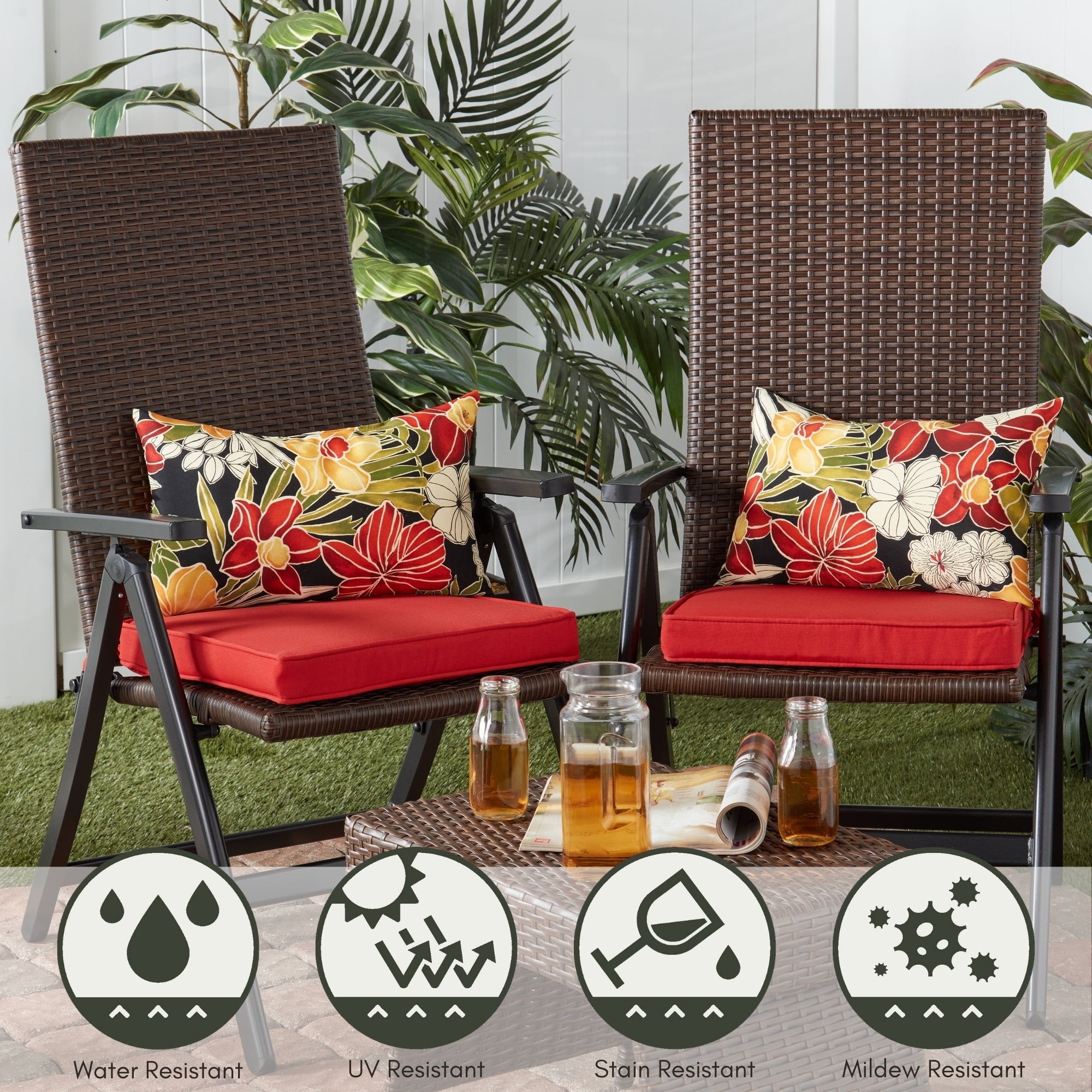 Greendale Home Fashions 19'' x 12'' Reversible Outdoor Throw Pillow, Set of 2, Aloha Black