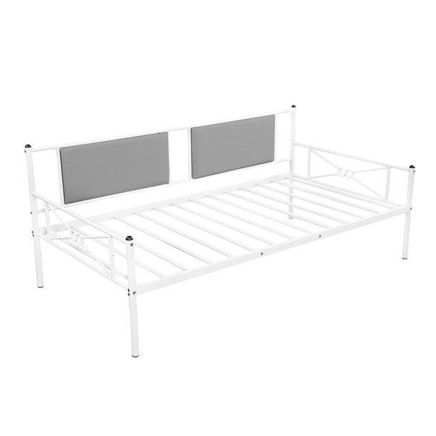 VIK TECH Metal Daybed, Twin Sofa Bed with Upholstered Sideboard Modern