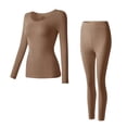 thumbnail image 4 of DuoJiaJ Women's Crewneck Long Thin Thermal Underwear Top & Bottom Set Warm Underwear For Women Brown L, 4 of 5