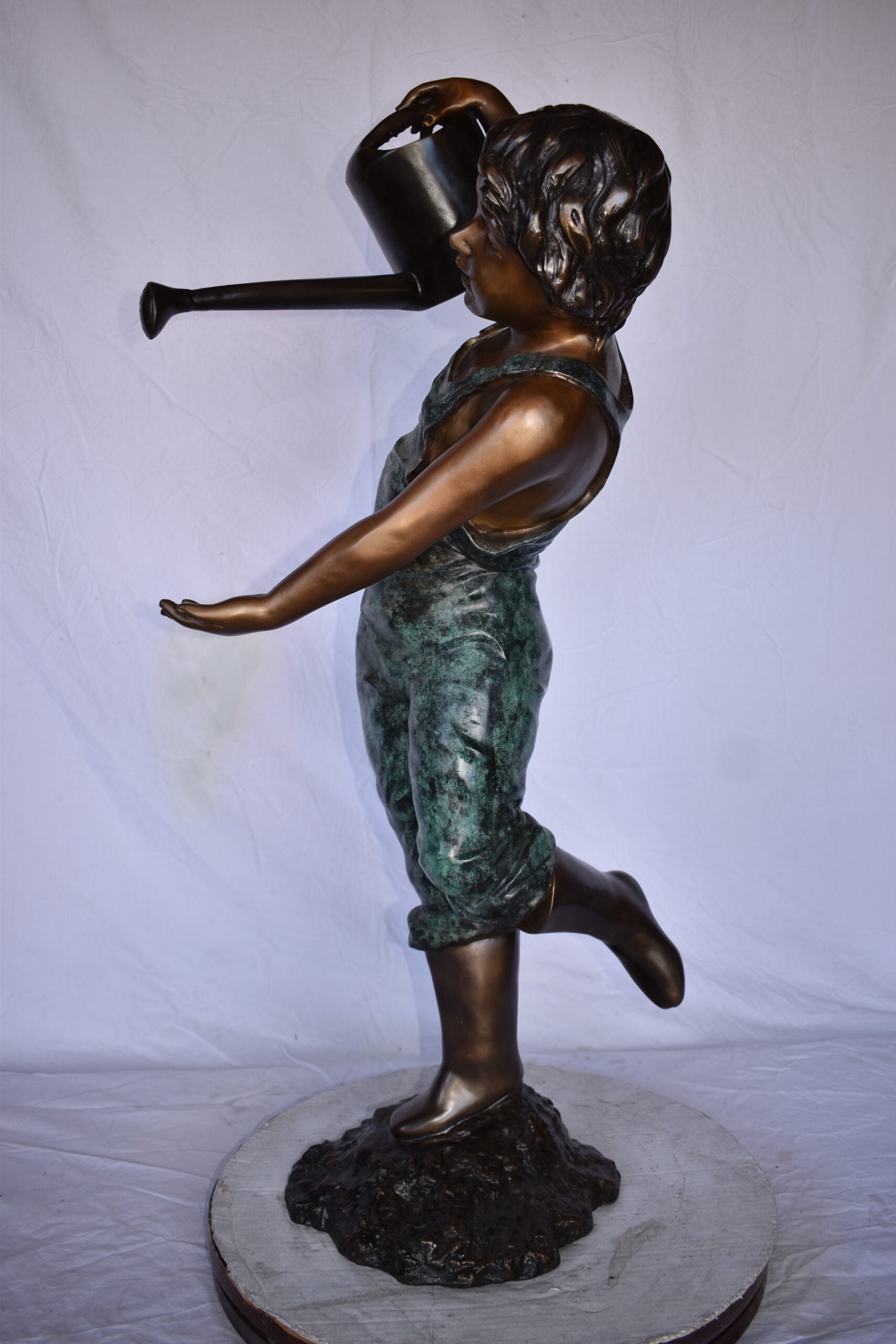 Nifao Standing Boy with Watering Can Outdoor Fountain Statue, Bronze Garden Water Feature Sculpture for Patio & Yard – Outdoor Garden Decor Sculpture, 24"L x 22"W x 48"H