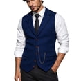thumbnail image 2 of MXALUOB Men's Suit Vests V Neck Button Front Dress Vest Slim Fit Notched Lapel Formal Waistcoat with Pockets for Business Wedding, 2 of 4