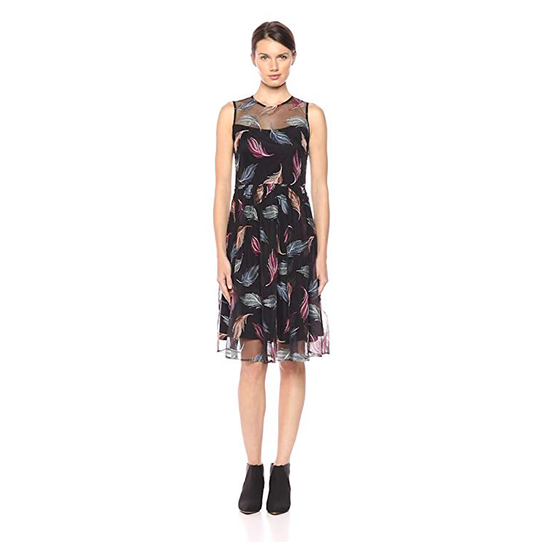 calvin klein embroidered fit and flare dress
