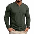 thumbnail image 2 of Stamzod Long Sleeve Henley Shirts for Men Casual Pullover Button Up Shirt Soft Home Cotton Oversized Tshirts Army Green XXL, 2 of 8