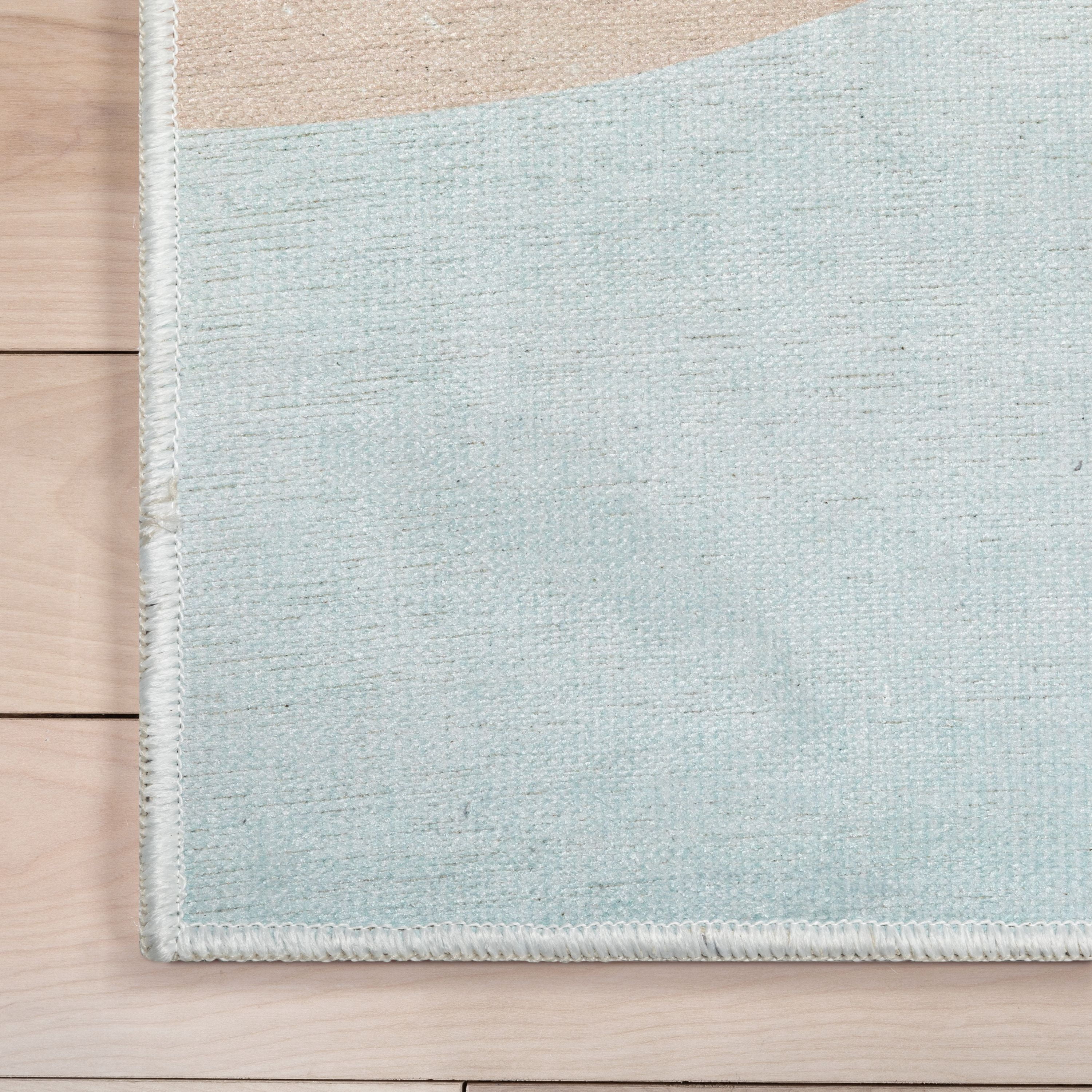 Well Woven Kids Rugs Curved Rainbow Modern Multi Color Printed Distressed Machine Washable 5' x 7' Area Rug
