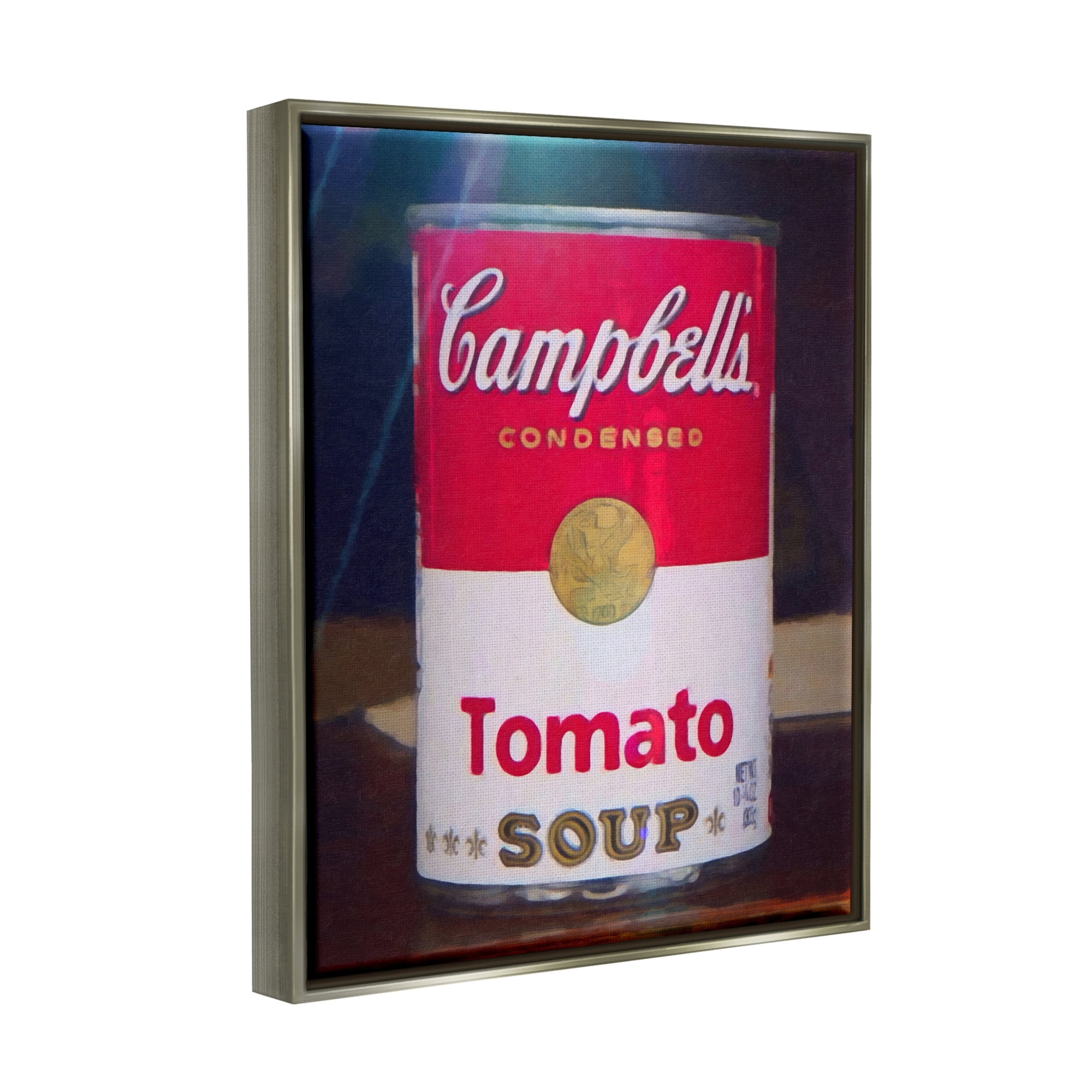 Stupell Industries Tomato Soup Can Still Life Modern Painting Graphic Art Luster Gray Floating Framed Canvas Print Wall Art, Design by Graffitee Studios