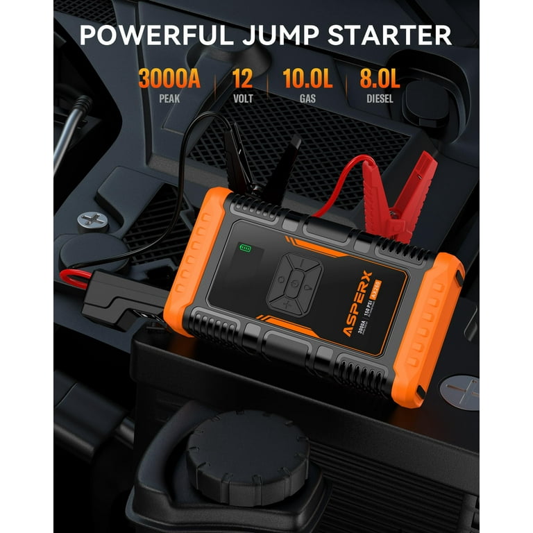 AsperX 2-in-1 Jump Starter, 3000A Battery Booster with Air