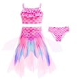 thumbnail image 4 of Rggeeun Toddler Girls Swimwear Cute Scale Print 3 Piece Set Bandeau Bikini & High Waist Shorts With Ruffle Skirt For Waterfall Adventure Stylish Swimsuit,Pink,3-4 Years, 4 of 9