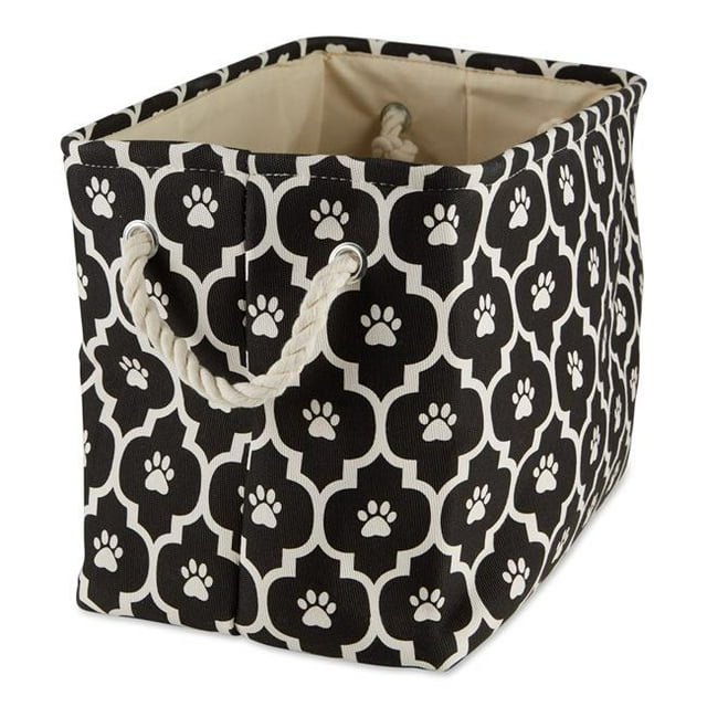 Design Imports CAMZ12540 Lattice Paw Rectangle Polyester Pet Bin, Black - Medium