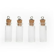 Cousin DIY Clear Glass Bottle Charms with Cork Stoppers, DIY Craft, Adult, Unisex, 4 Pieces
