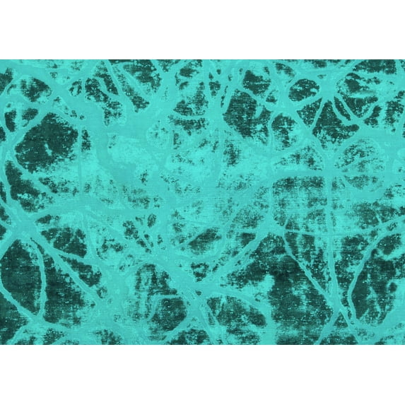 Ahgly Company Indoor Rectangle Abstract Turquoise Blue Modern Area Rugs, 8' x 12'