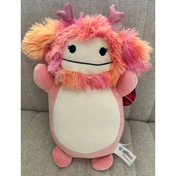 Squishmallows 10"" Valentines Hug Mees Caparinne The Bigfoot, Medium, Pink