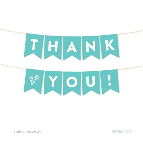 Thank You Diamond Blue Boy Baby Shower Hanging Pennant Garland Party Banner