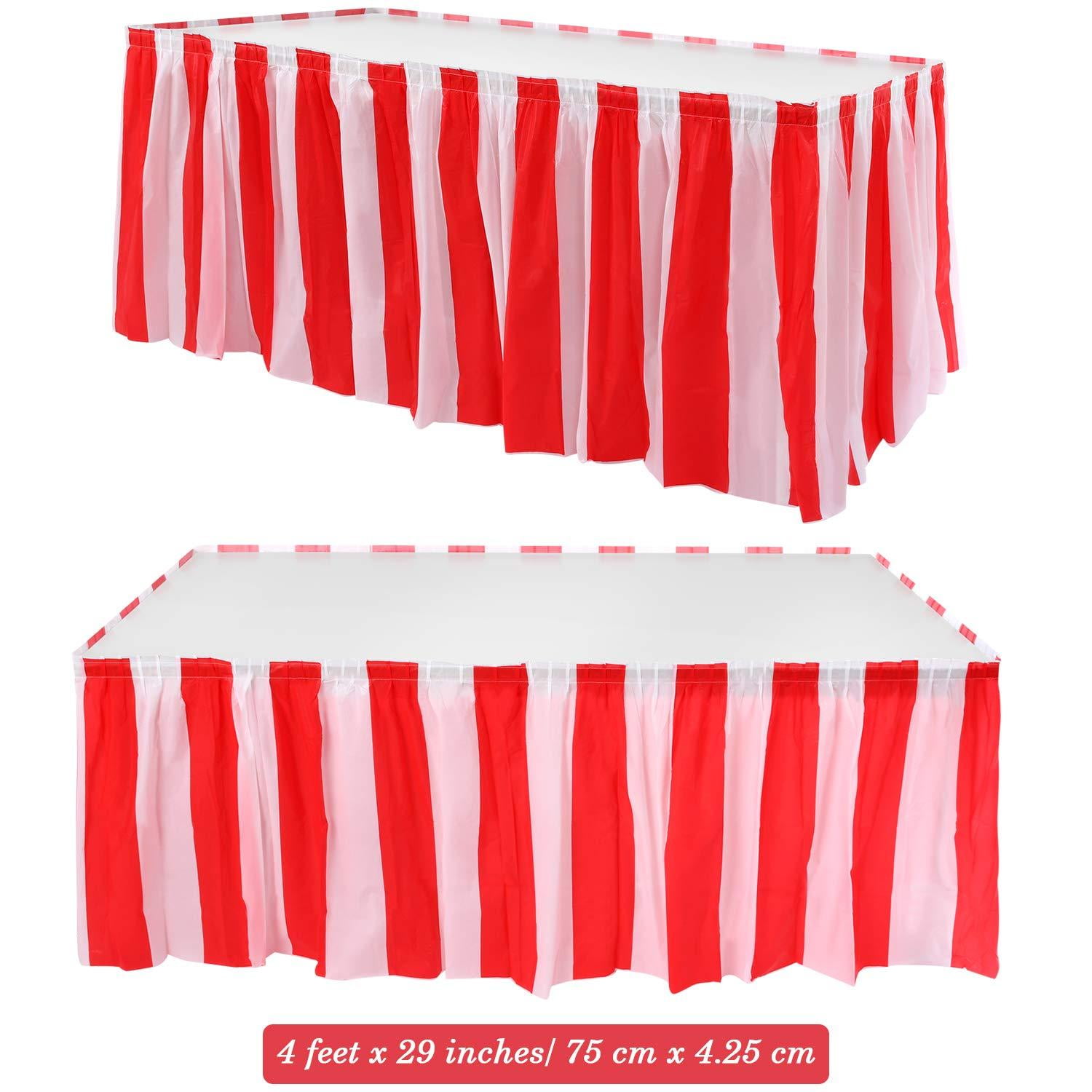 Red & White Striped Table Skirt Carnival Circus Decorations 4 Skirts