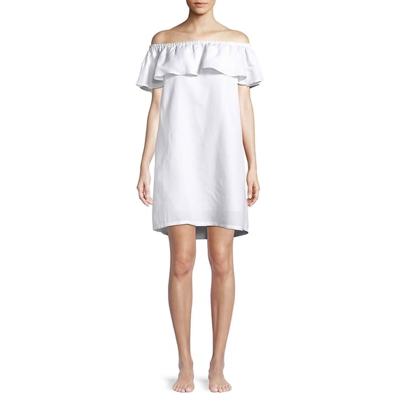 Tommy Bahama Womens Linen Ruffled Dress Swim Cover-Up
