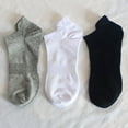 thumbnail image 5 of TOYAN Men's Socks Large Size Sports Socks Ear Mesh Boat Socks Student Running Socks Solid Color Socks for Men-3Packs, 5 of 5