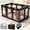 Black, variant on Qoility Clear Dog Playpen with Door - Height 24 Inch, 10 Panels - Reduces Indoor Puppy/Small Dog Anxiety, White