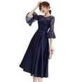 thumbnail image 3 of Vestido de noche anual largo elegante adelgazante azul marino banquete vestido de hada diseño adelgazante color versátil, 3 of 6
