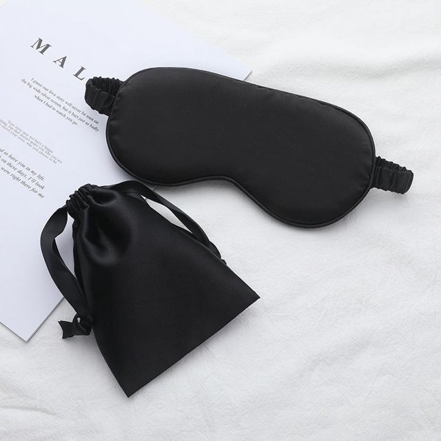 Conjunto de dos piezas de bolsa de tela para máscara de ojos de seda de imitación, se puede almacenar, conjunto de máscara de ojos para dormir, máscara de ojos con sombreado portátil, venta al por