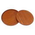 thumbnail image 2 of 4pcs Wooden Tray Slip Resistant Spill Proof Durable Safe Multifunctional Round Serving Tray for Restaurant Dark Brown, 2 of 5