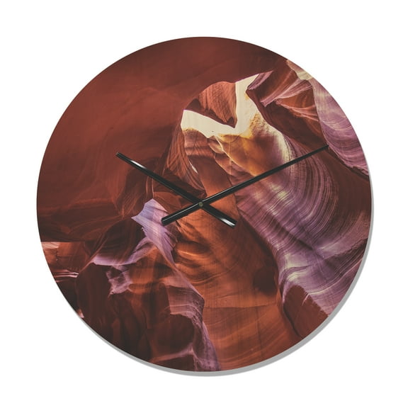 Designart 'Light in Antelope Canyon Landscape' Modern Wood Wall Clock